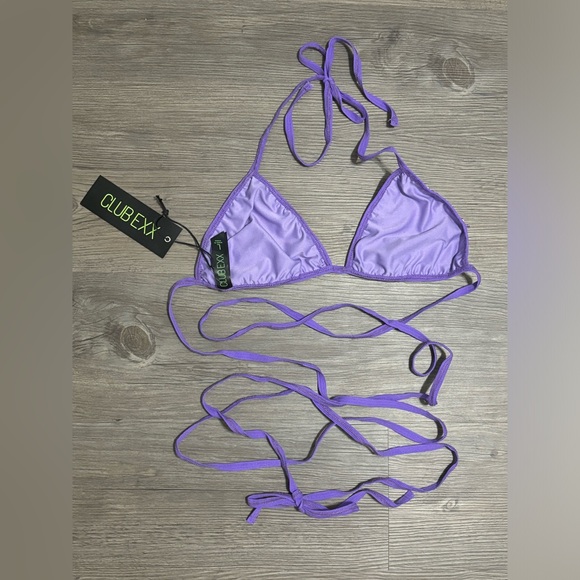 NWT Dolls Kill / Club Exx Purple Royal Reef Diva Sequin Wrap Top - Picture 2 of 7